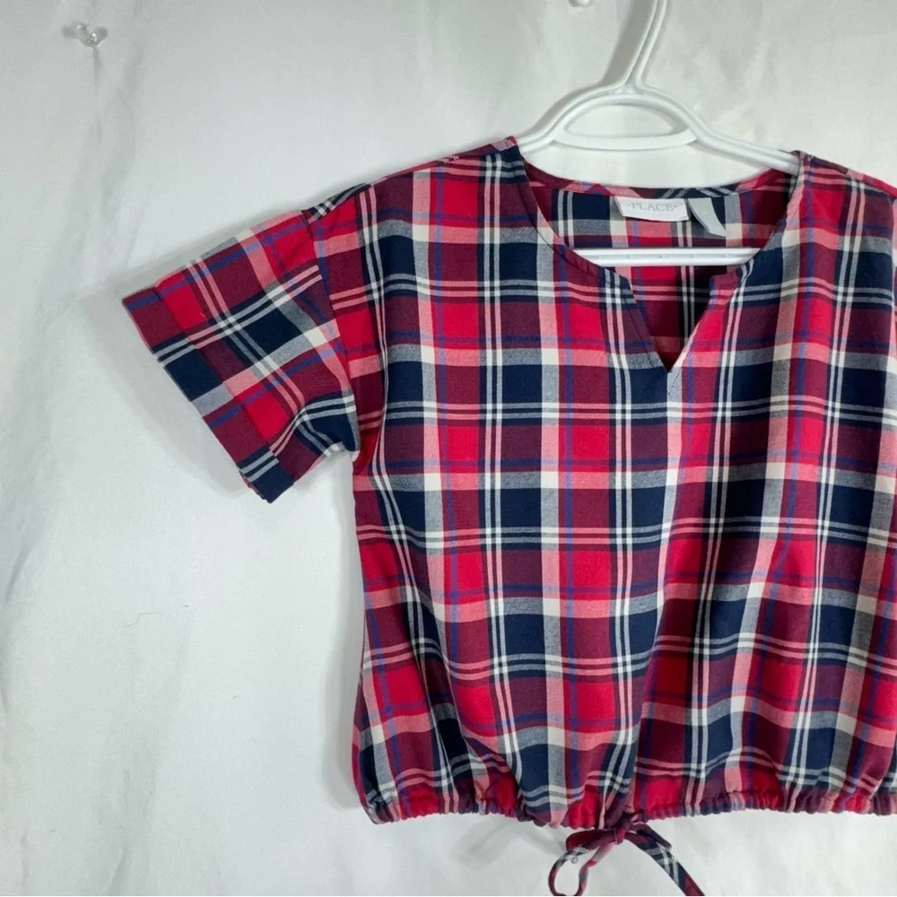 Children’s Place Girl’s Plaid Drawstring Waist Top